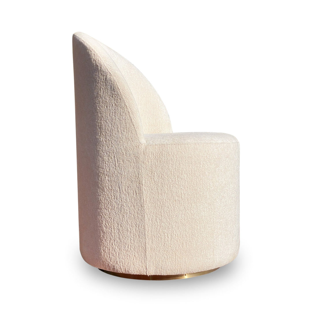 Zinnia Fully Upholstered Swivel Chair in Dune Chenille Chair modern furniture Contempo Furniture