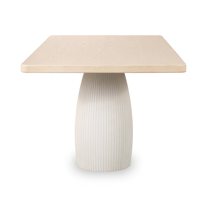 Zinnia Plaster Base Wood Top Dining Table in White Sand and Ivory Table modern furniture Contempo Furniture