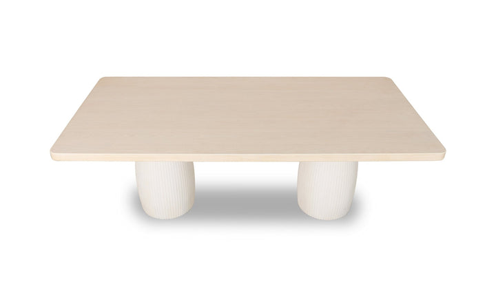 Zinnia Plaster Base Wood Top Dining Table in White Sand and Ivory Table modern furniture Contempo Furniture