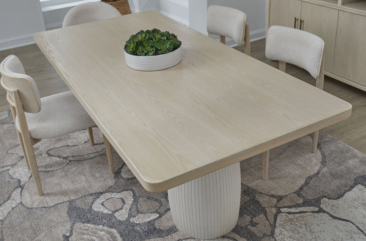 Zinnia Plaster Base Wood Top Dining Table in White Sand and Ivory Table modern furniture Contempo Furniture