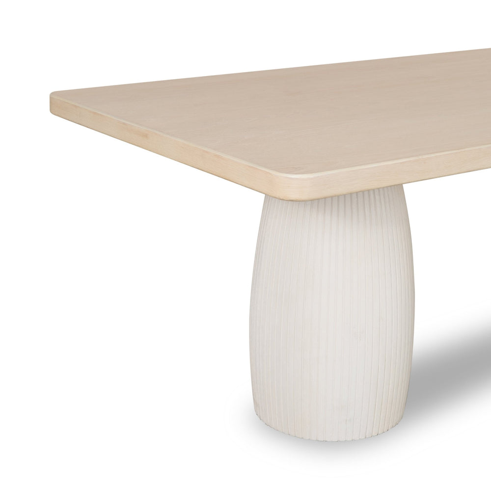 Zinnia Plaster Base Wood Top Dining Table in White Sand and Ivory