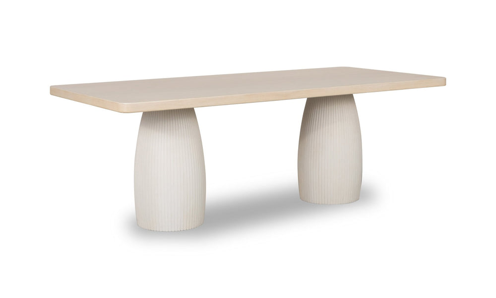Zinnia Plaster Base Wood Top Dining Table in White Sand and Ivory