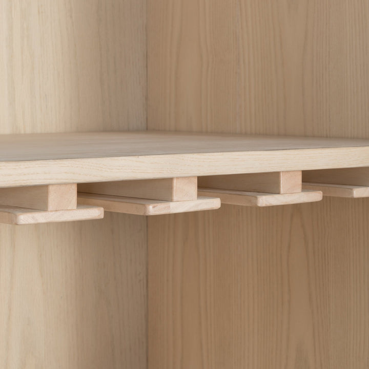 Zinnia Two Door Ash Wood Bar Cabinet in White Sand Sideboard modern furniture Contempo Furniture