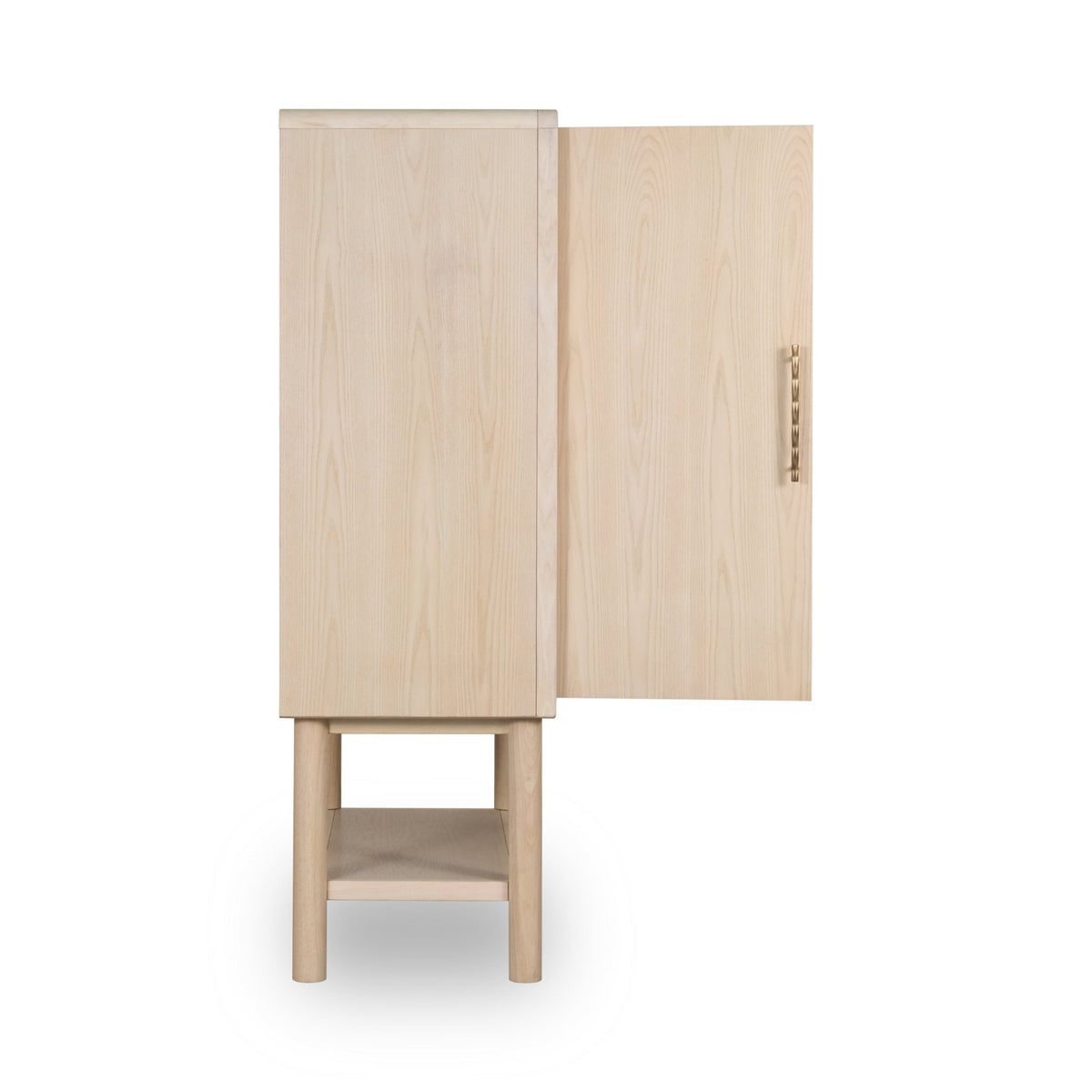 Zinnia Two Door Ash Wood Bar Cabinet in White Sand