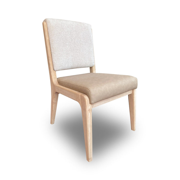 Zinnia Upholstered Dining Chair in White Sand, Buttermilk Leather and Dune Chenille (Set of 2) Chair modern furniture Contempo Furniture