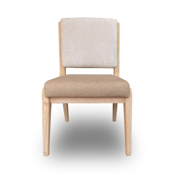 Zinnia Upholstered Dining Chair in White Sand, Buttermilk Leather and Dune Chenille (Set of 2) Chair modern furniture Contempo Furniture