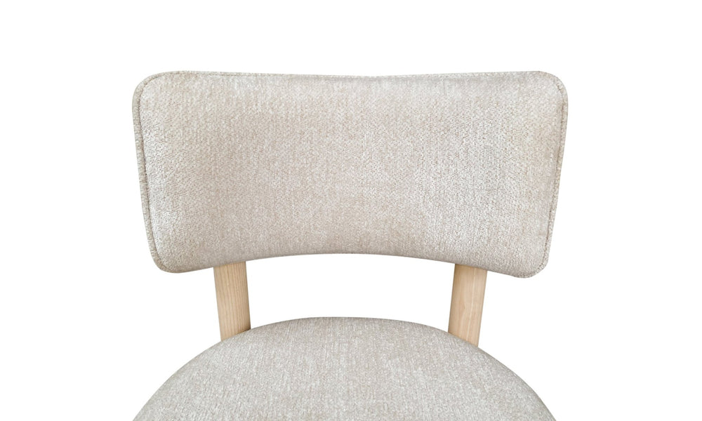 Zinnia Wood Back Dining Chair in White Sand and Dune Chenille