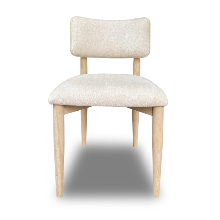Zinnia Wood Back Dining Chair in White Sand and Dune Chenille (Set of 2) Chair modern furniture Contempo Furniture