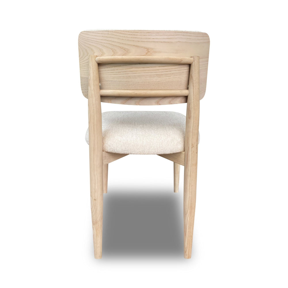 Zinnia Wood Back Dining Chair in White Sand and Dune Chenille