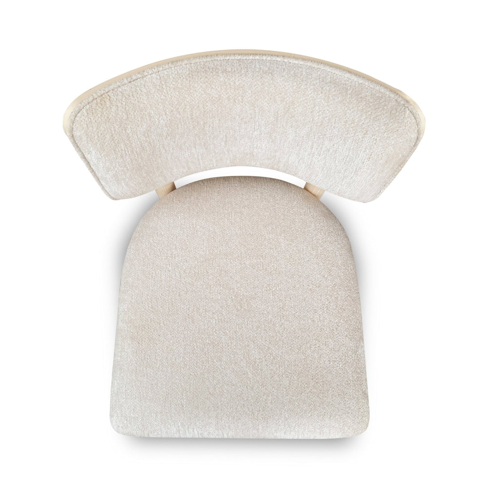 Zinnia Wood Back Dining Chair in White Sand and Dune Chenille