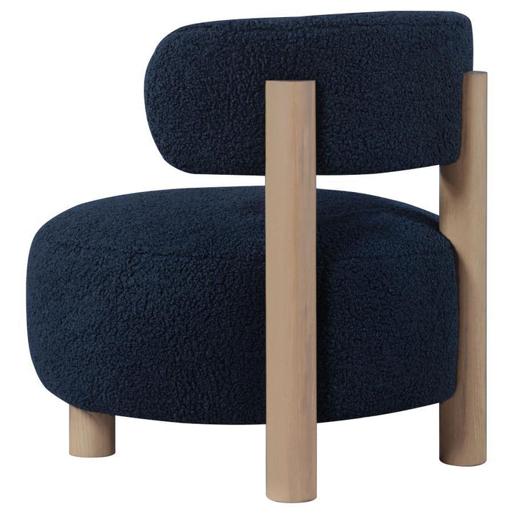 Zonie - Boucle Upholstered Barrel Back Accent Chair - Blue Accent Chair modern furniture Contempo Furniture