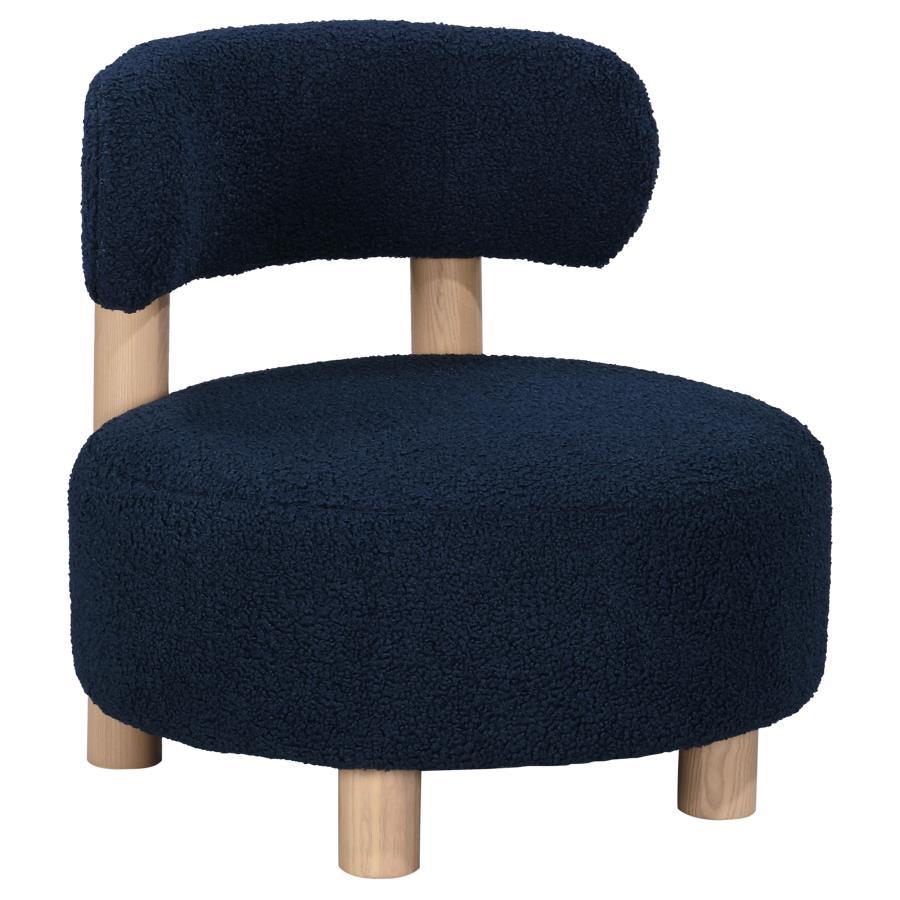 Zonie - Boucle Upholstered Barrel Back Accent Chair - Blue Accent Chair modern furniture Contempo Furniture