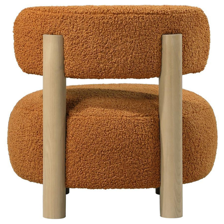 Zonie - Boucle Upholstered Barrel Back Accent Chair - Orange Accent Chair modern furniture Contempo Furniture