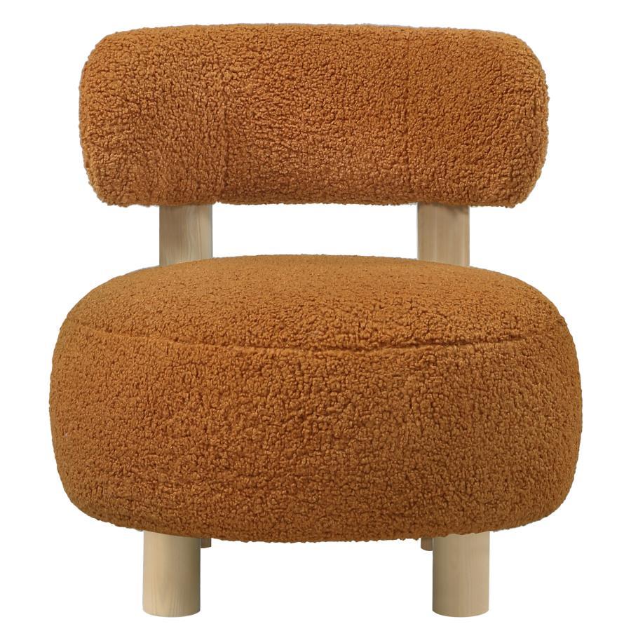 Zonie - Boucle Upholstered Barrel Back Accent Chair - Orange Accent Chair modern furniture Contempo Furniture