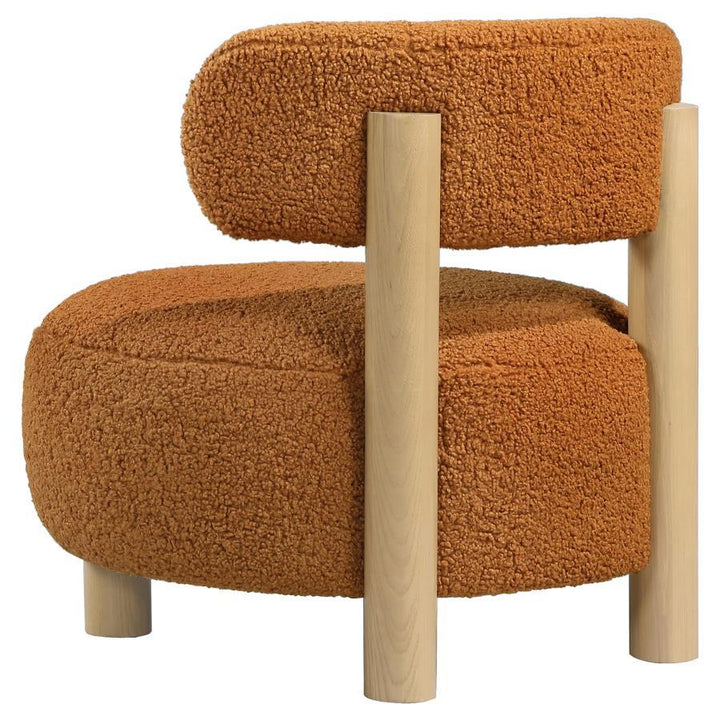 Zonie - Boucle Upholstered Barrel Back Accent Chair - Orange Accent Chair modern furniture Contempo Furniture