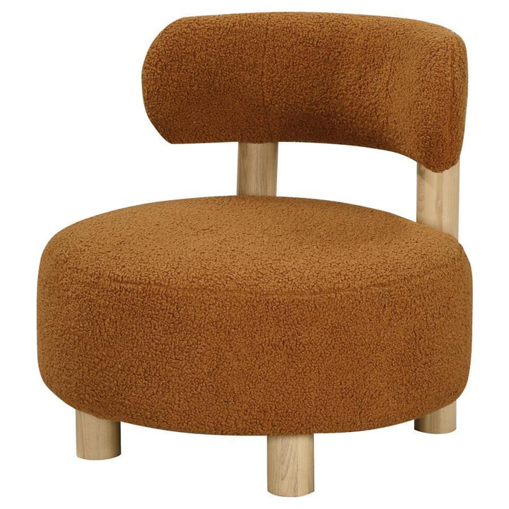 Zonie - Boucle Upholstered Barrel Back Accent Chair - Orange Accent Chair modern furniture Contempo Furniture