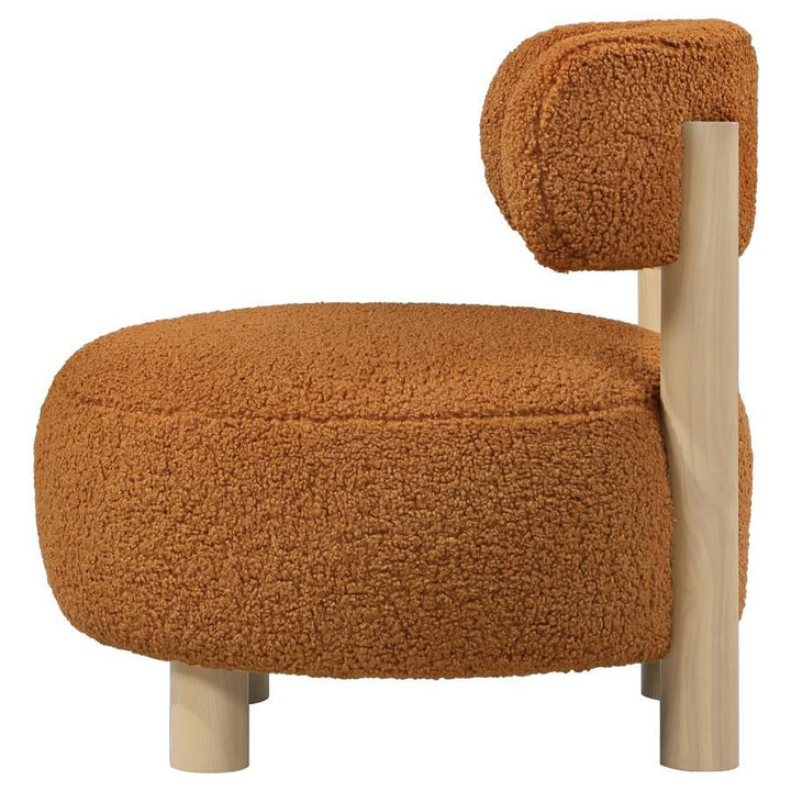 Zonie - Boucle Upholstered Barrel Back Accent Chair - Orange Accent Chair modern furniture Contempo Furniture