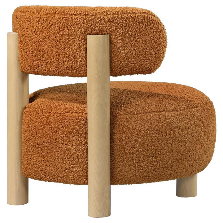 Zonie - Boucle Upholstered Barrel Back Accent Chair - Orange Accent Chair modern furniture Contempo Furniture