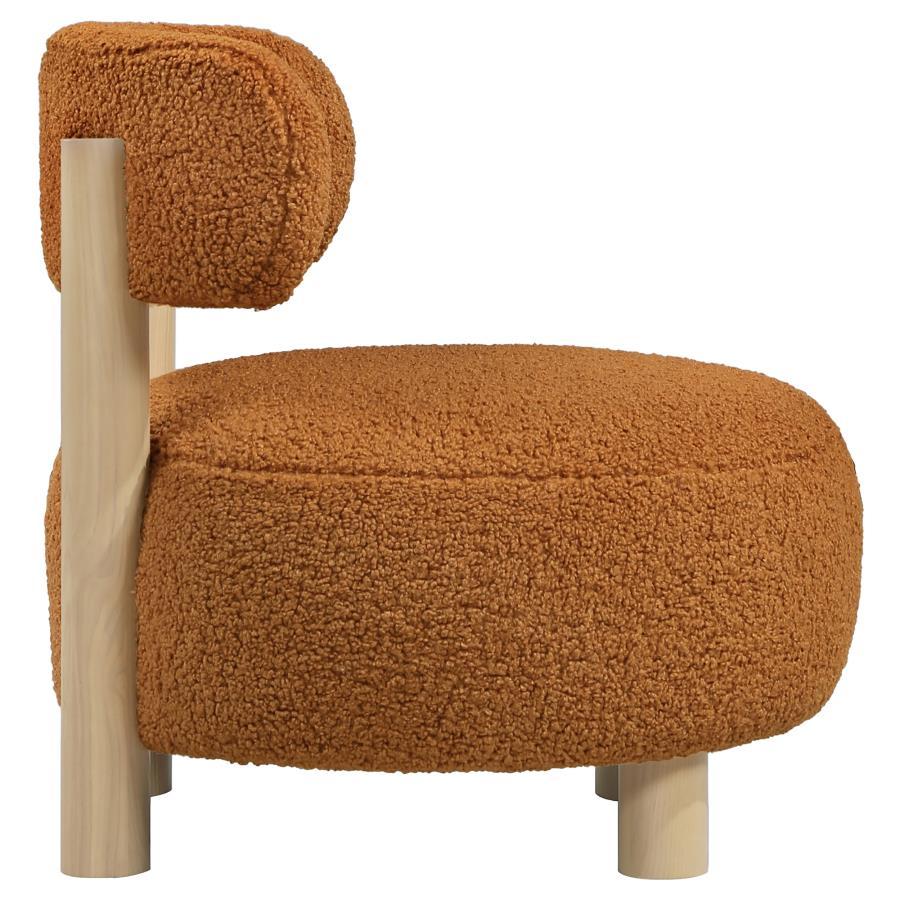 Zonie - Boucle Upholstered Barrel Back Accent Chair - Orange Accent Chair modern furniture Contempo Furniture