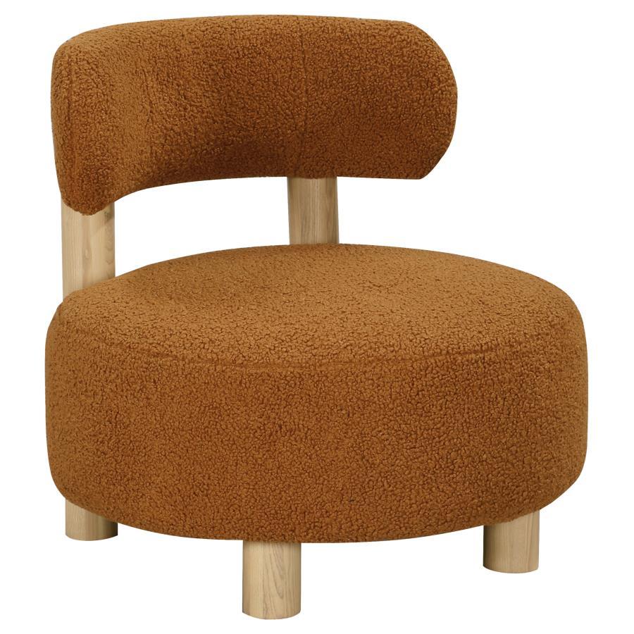 Zonie - Boucle Upholstered Barrel Back Accent Chair - Orange Accent Chair modern furniture Contempo Furniture