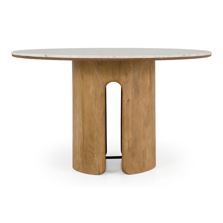 Zorhan - Modern White Marble + Mango Round Dining Table