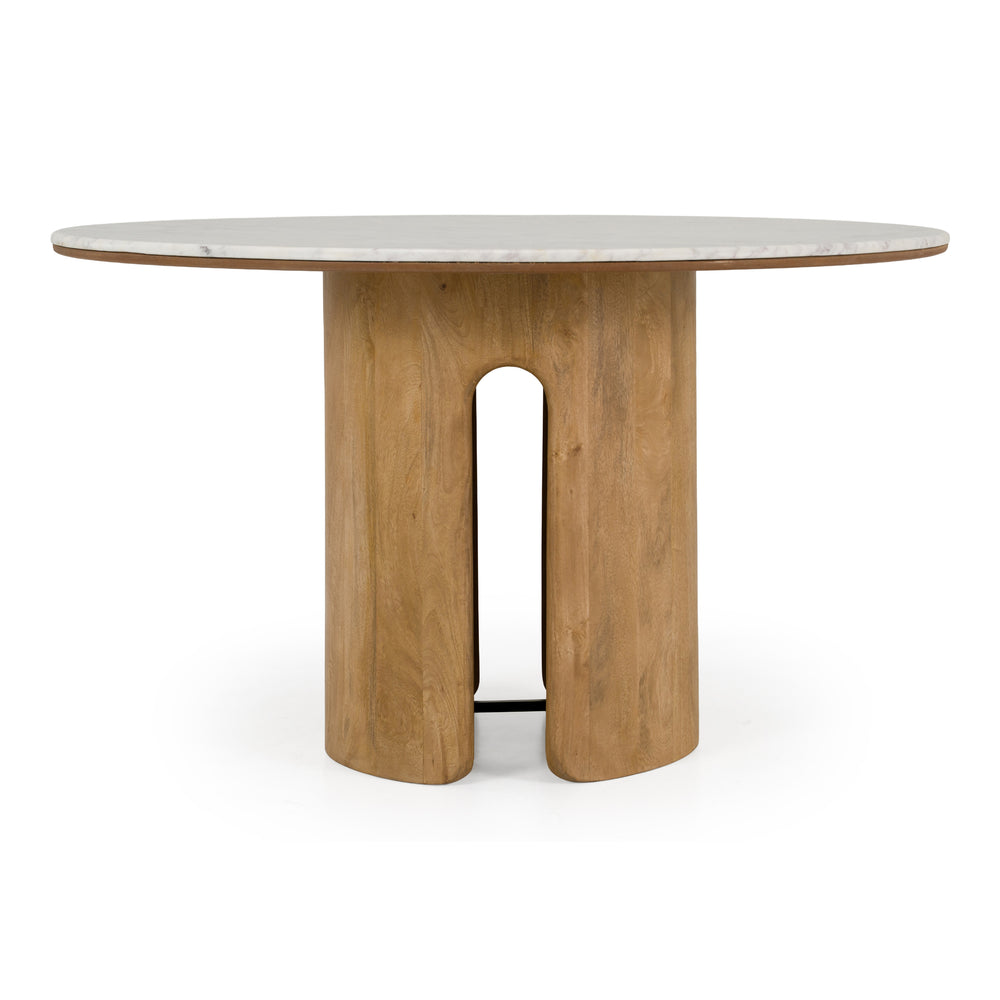 Zorhan - Modern White Marble + Mango Round Dining Table