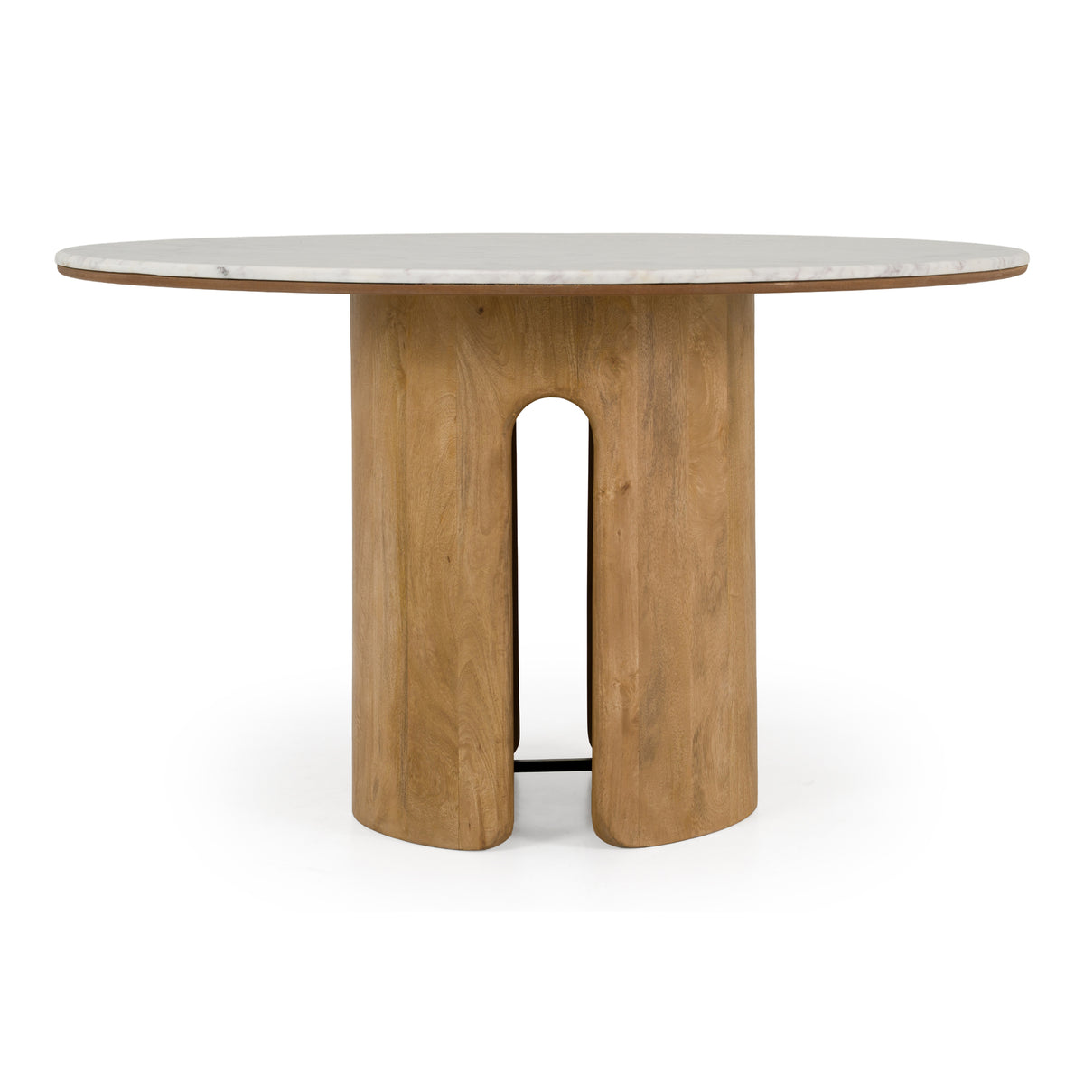 Zorhan - Modern White Marble + Mango Round Dining Table
