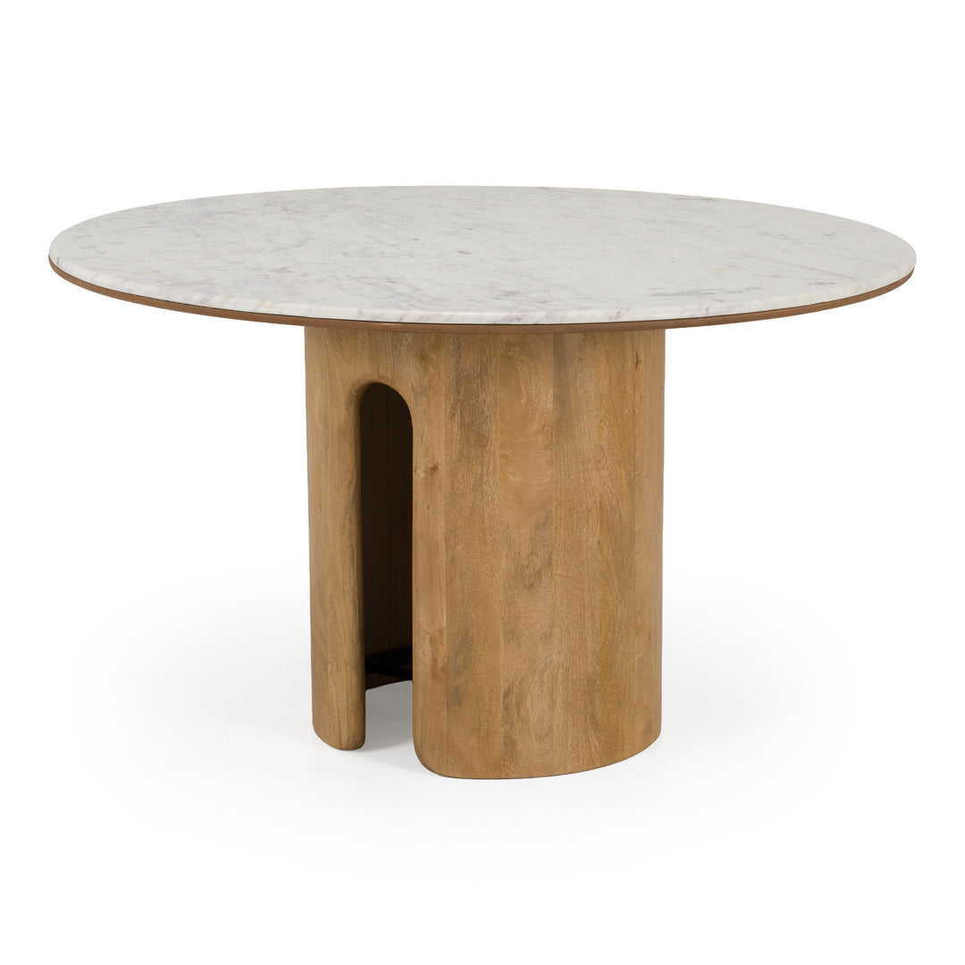 Zorhan - Modern White Marble + Mango Round Dining Table