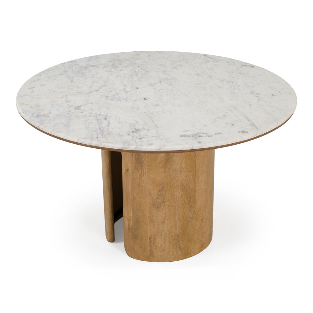 Zorhan - Modern White Marble + Mango Round Dining Table - View 5