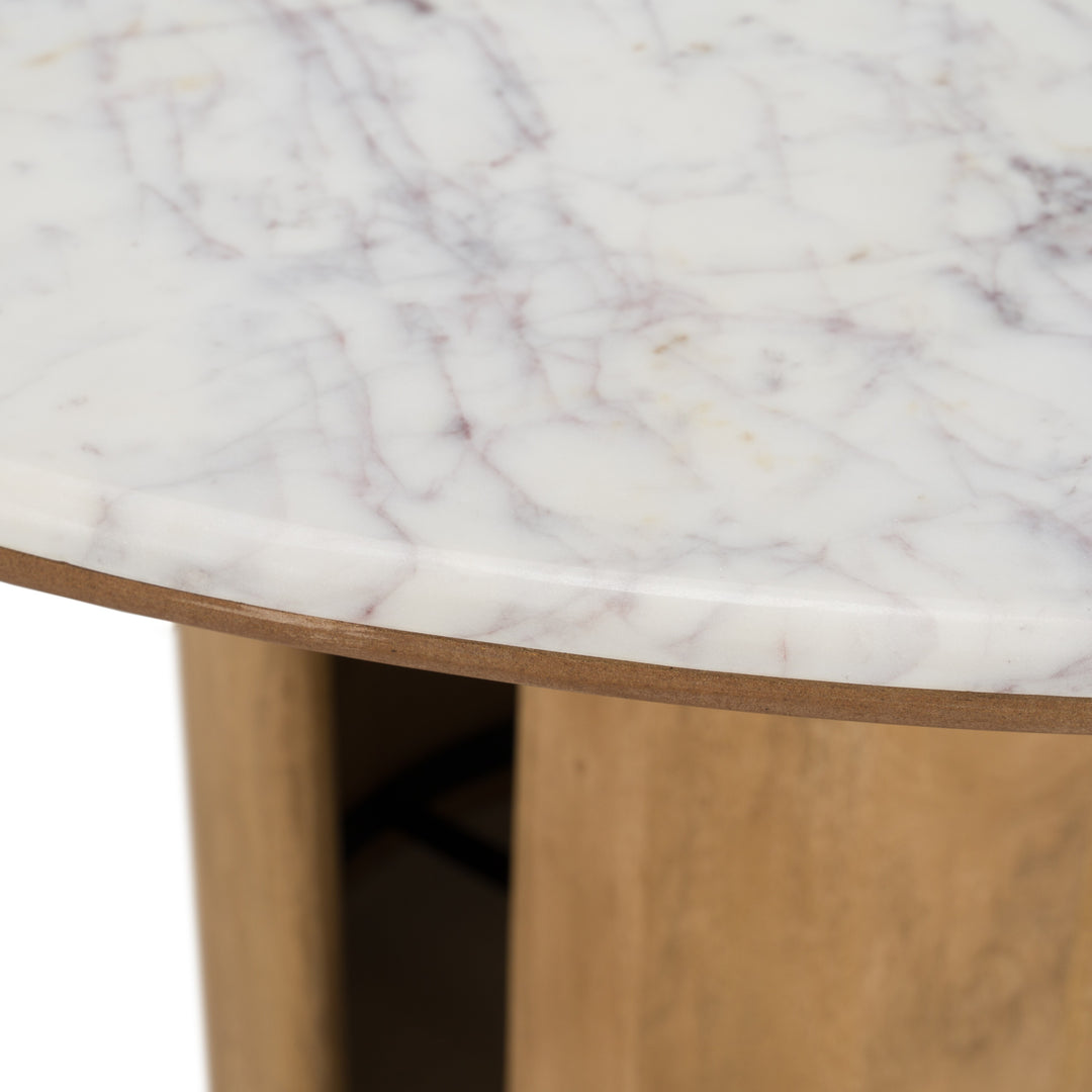 Zorhan - Modern White Marble + Mango Round Dining Table