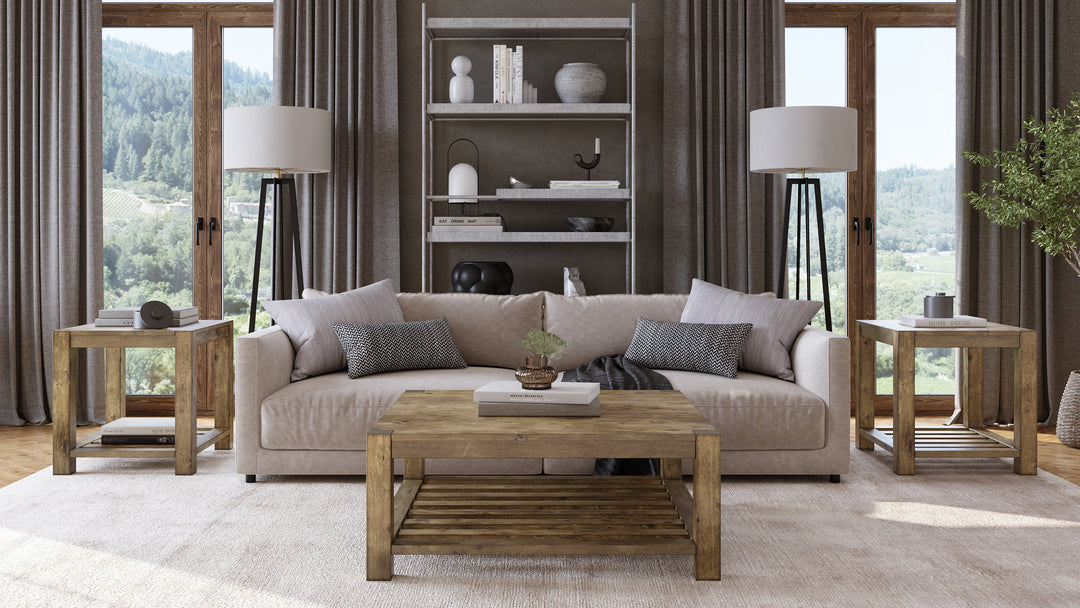 Modus Furniture 3E8722 Canyon Solid Wood Rectangular End Table In Washed Grey