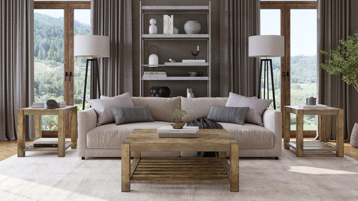 Modus Furniture 3E8722 Canyon Solid Wood Rectangular End Table In Washed Grey