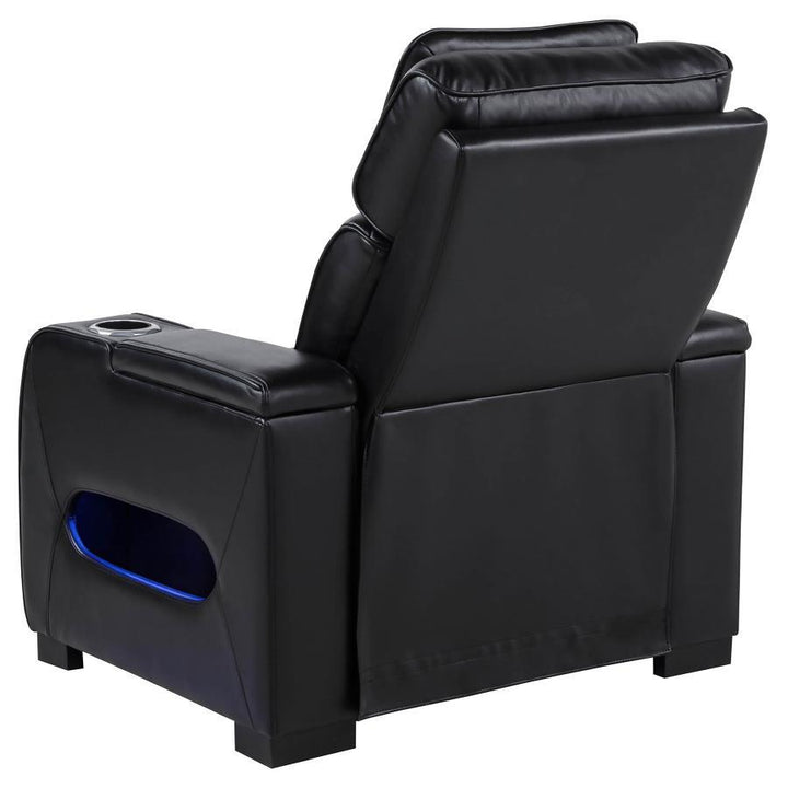 Zuma - Faux Leather Upholstered Dual Power LED Recliner - Black Reclining Chair modern furniture Contempo Furniture