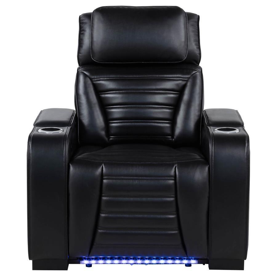 Zuma - Faux Leather Upholstered Dual Power LED Recliner - Black Reclining Chair modern furniture Contempo Furniture
