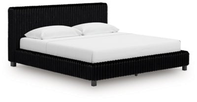 Zuraleus King Upholstered Bed - Black | Ashley Furniture
