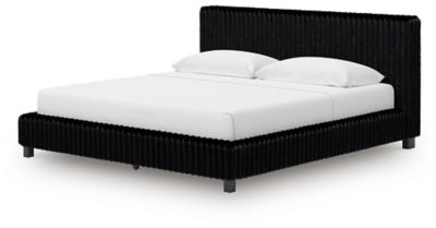 Zuraleus King Upholstered Bed - Black Upholstered Bed modern furniture Contempo Furniture