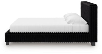 Zuraleus King Upholstered Bed - Black Upholstered Bed modern furniture Contempo Furniture
