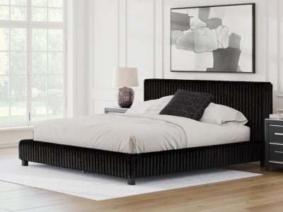 Zuraleus King Upholstered Bed - Black Upholstered Bed modern furniture Contempo Furniture