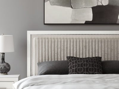 Zuraleus King Upholstered Panel Bed - White Panel Bed modern furniture Contempo Furniture