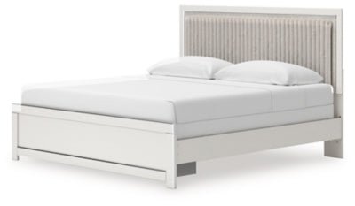 Zuraleus King Upholstered Panel Bed - White Panel Bed modern furniture Contempo Furniture