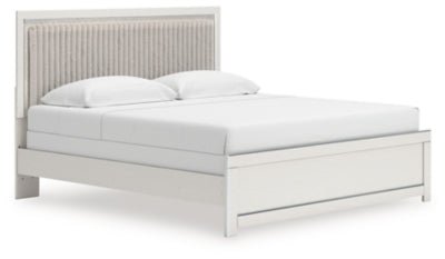 Zuraleus King Upholstered Panel Bed - White Panel Bed modern furniture Contempo Furniture