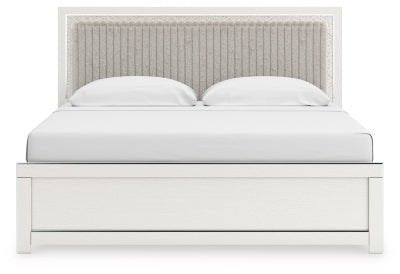 Zuraleus King Upholstered Panel Bed - White Panel Bed modern furniture Contempo Furniture