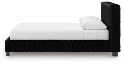 Zuraleus Queen Upholstered Bed - Black Upholstered Bed modern furniture Contempo Furniture