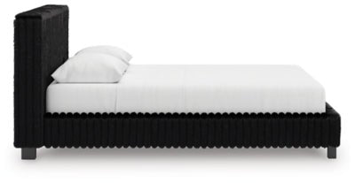 Zuraleus Queen Upholstered Bed - Black Upholstered Bed modern furniture Contempo Furniture