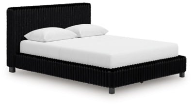 Zuraleus Queen Upholstered Bed - Black | Ashley Furniture