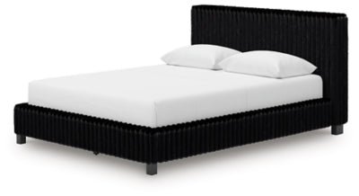 Zuraleus Queen Upholstered Bed - Black Upholstered Bed modern furniture Contempo Furniture