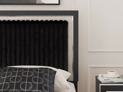 Zuraleus Queen Upholstered Panel Bed - Black Panel Bed modern furniture Contempo Furniture