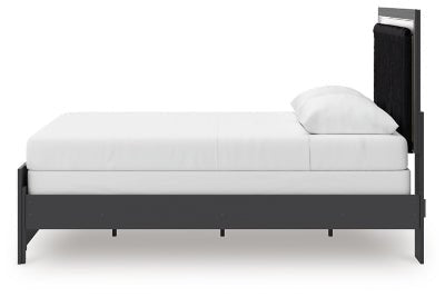 Zuraleus Queen Upholstered Panel Bed - Black Panel Bed modern furniture Contempo Furniture