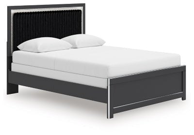 Zuraleus Queen Upholstered Panel Bed - Black Panel Bed modern furniture Contempo Furniture