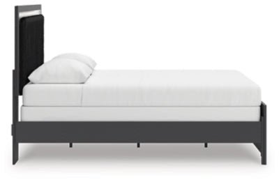 Zuraleus Queen Upholstered Panel Bed - Black Panel Bed modern furniture Contempo Furniture